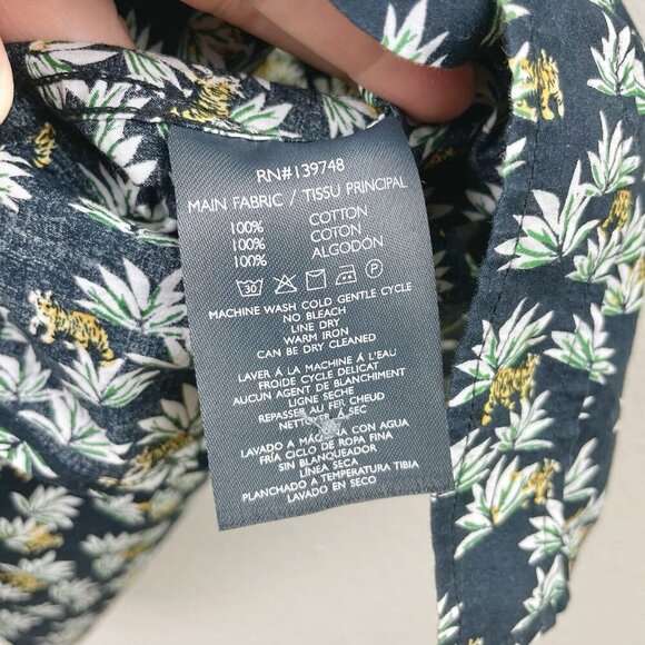 Slate & Stone Men's Medium Short Sleeve Button Down Shirt Top Tiger Agave Black - Picture 8 of 14